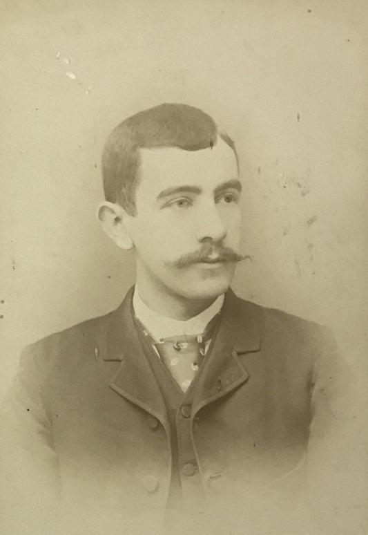 Antique Cabinet Card Portrait - Gentleman with Moustache, Late 19th Century