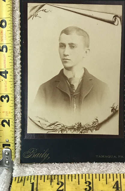 Antique Cabinet Card Portrait of a Young Man - Bailey Studio, Tamaqua, PA