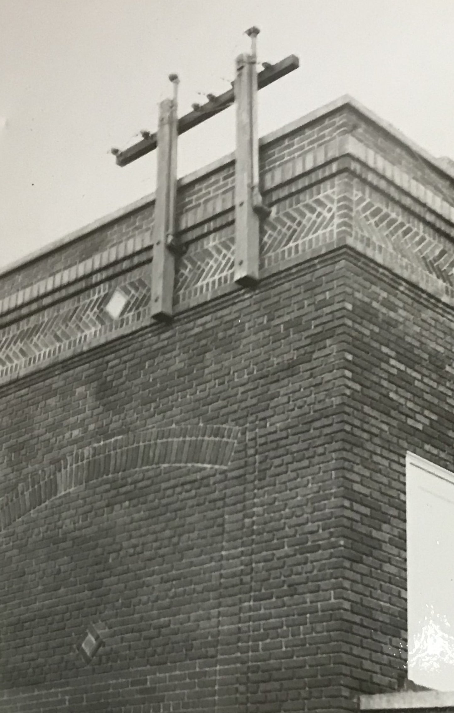 Vintage Architectural Photograph - Brick Building Detail with Wooden Beam Supports