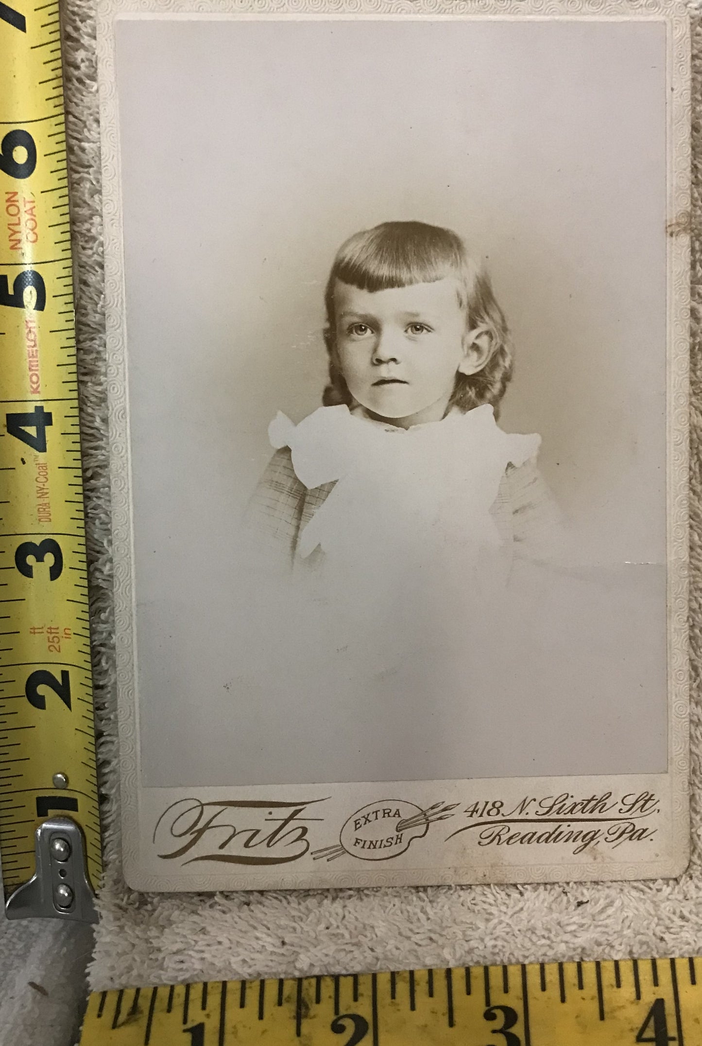 Antique Cabinet Card Portrait of a Child - Fritz Studio, Reading, PA