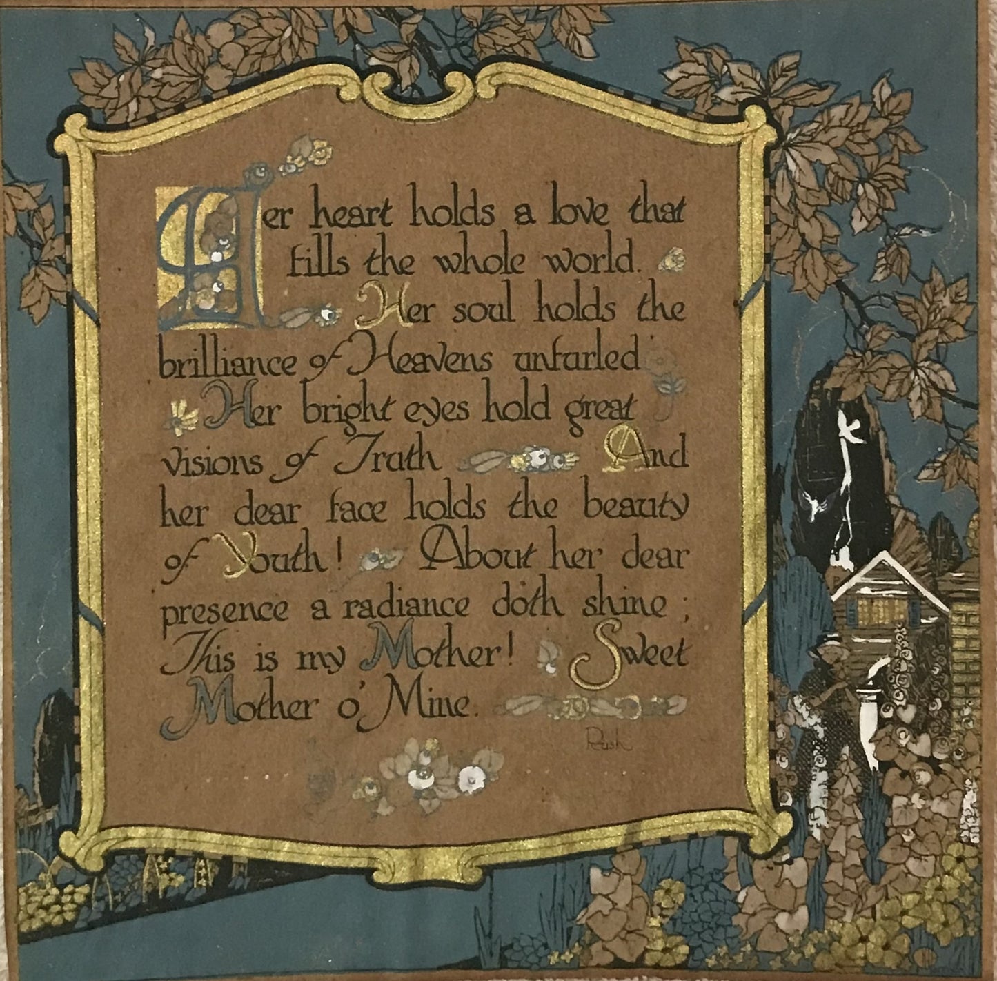 Vintage Poem Print - "Mother o' Mine" Art Nouveau Style