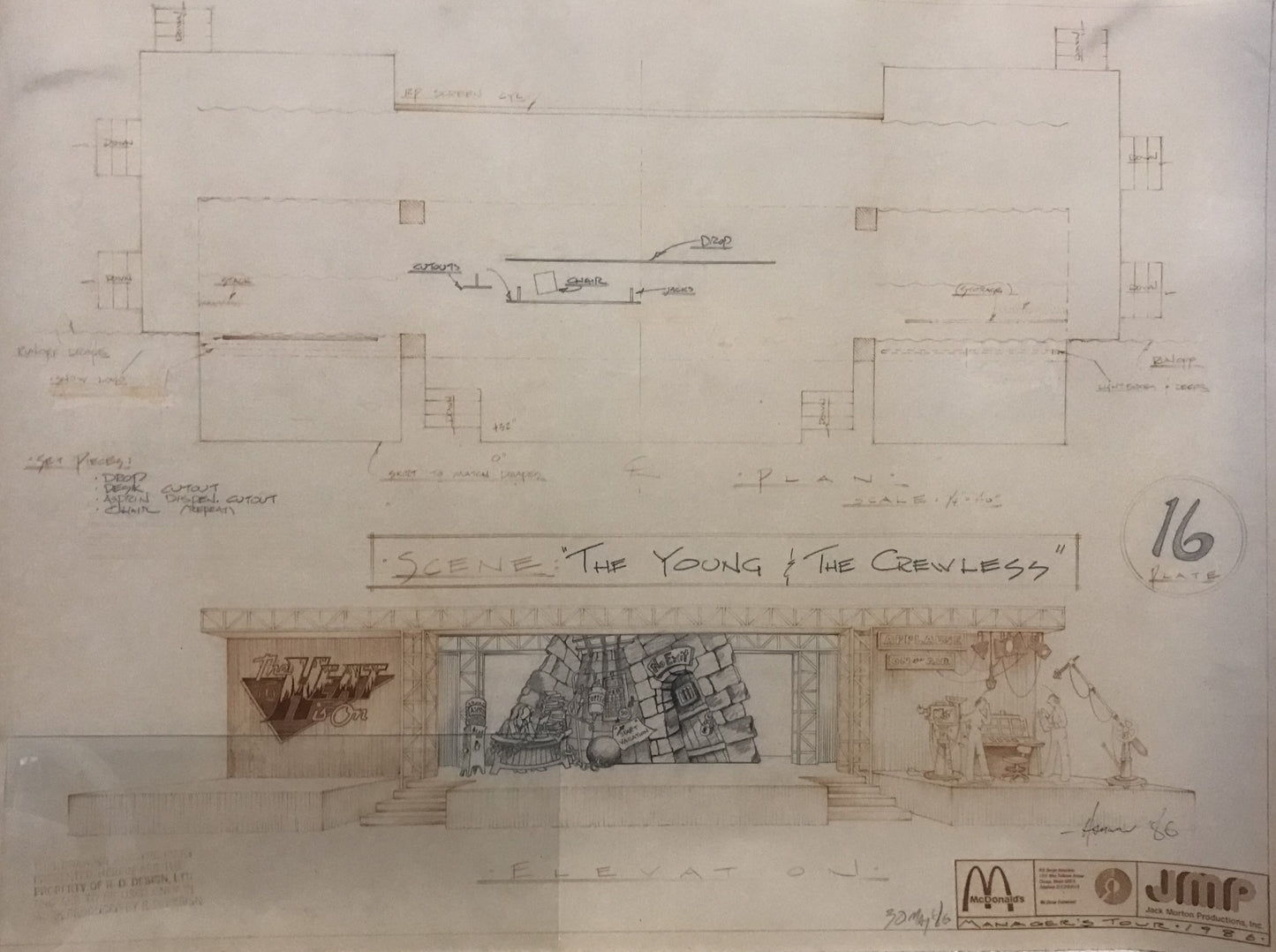 Vintage McDonald's "The Young &amp; The Crewless" Scene Architectural Blueprint