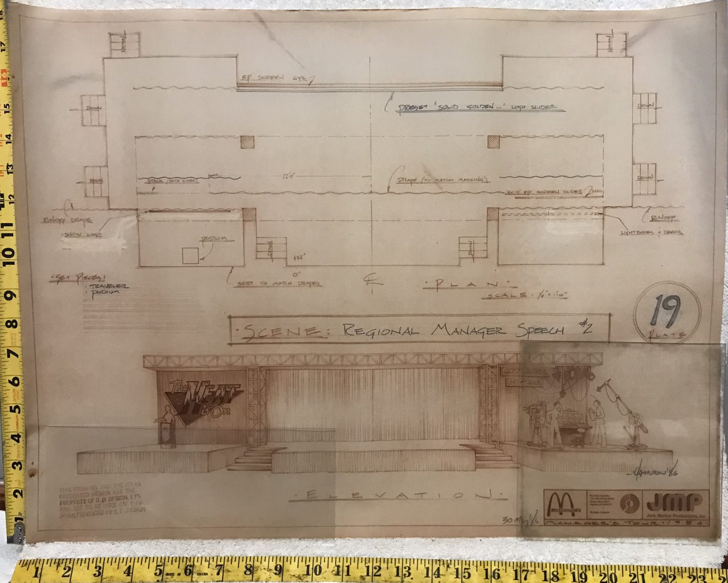 Vintage McDonald's "Regional Manager Speech" Scene Architectural Blueprint