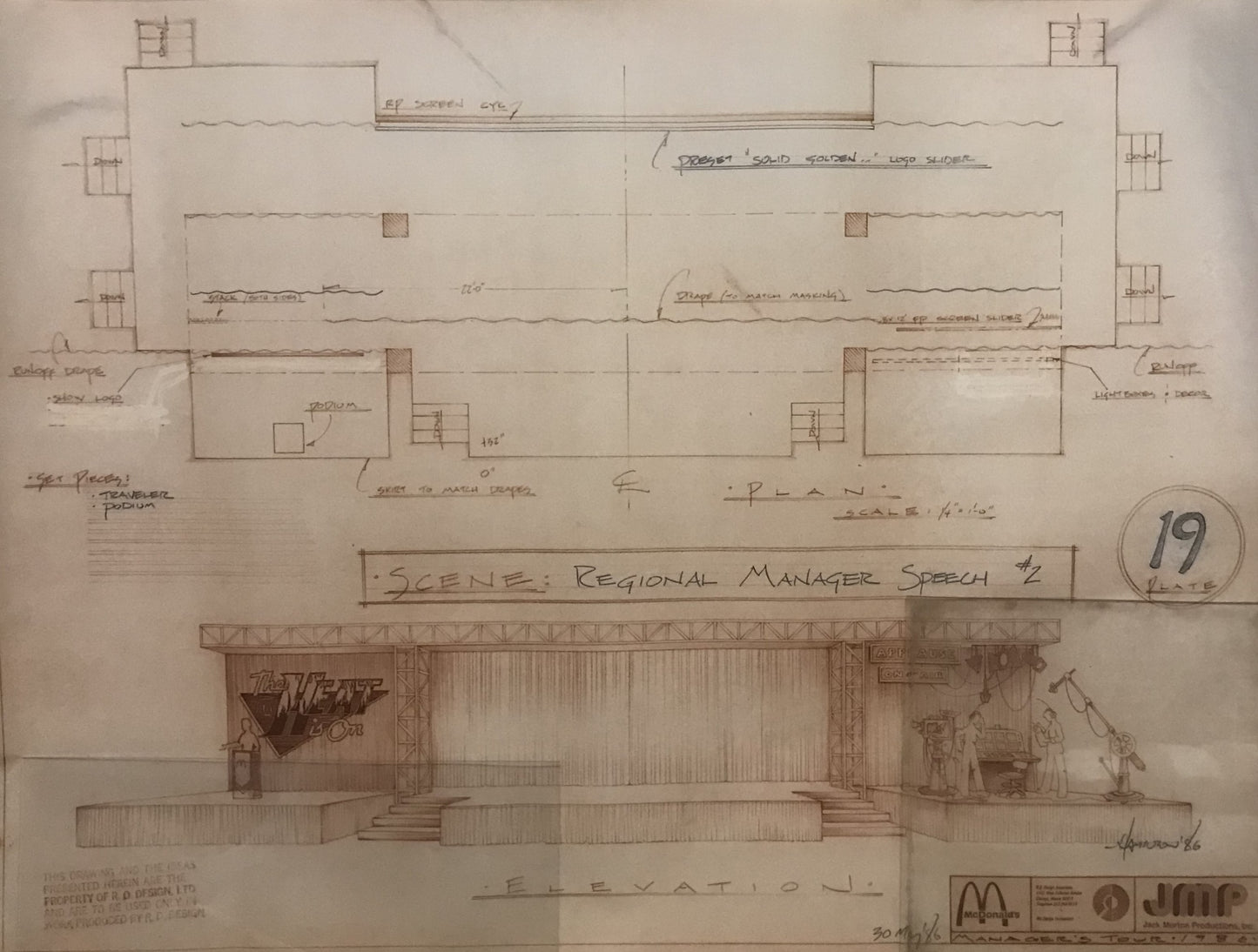 Vintage McDonald's "Regional Manager Speech" Scene Architectural Blueprint