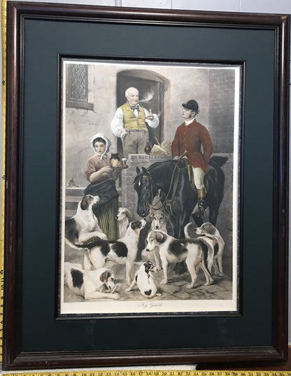 Vintage Framed Hunting Scene Print - 'My Guest' Made in Italy