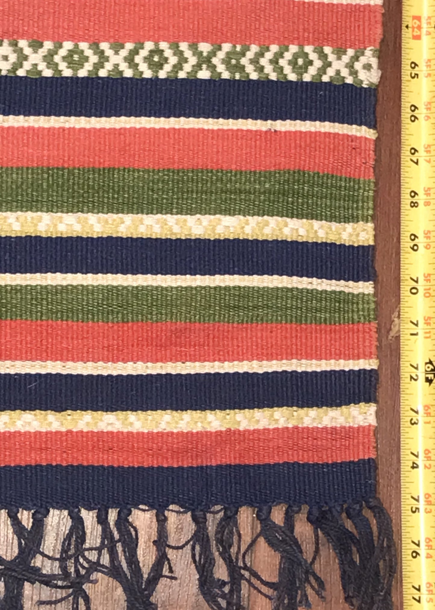 Vintage Handwoven Striped Rug – Multicolor (68 x 132 inches)