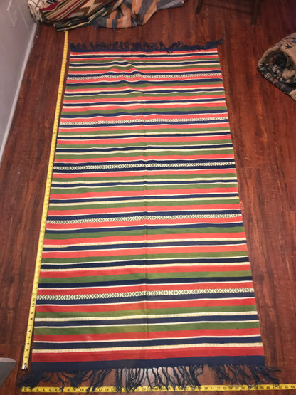 Vintage Handwoven Striped Rug – Multicolor (68 x 132 inches)