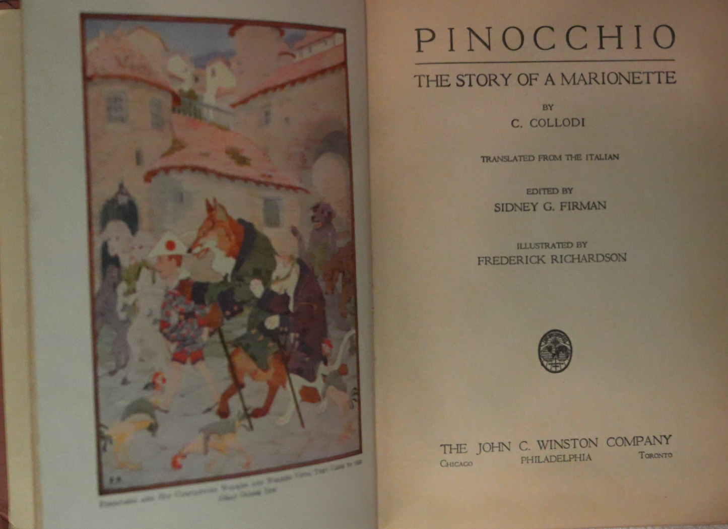 Vintage "Pinocchio" Illustrated by Frederick Richardson – Classic Children's Storybook