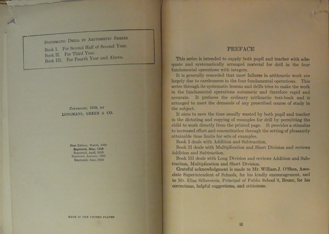 Systematic Drill in Arithmetic Series, 1918 Edition