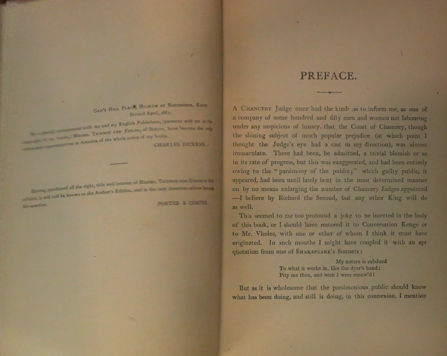 Bleak House by Charles Dickens – Author's Edition, Porter & Coates, Philadelphia