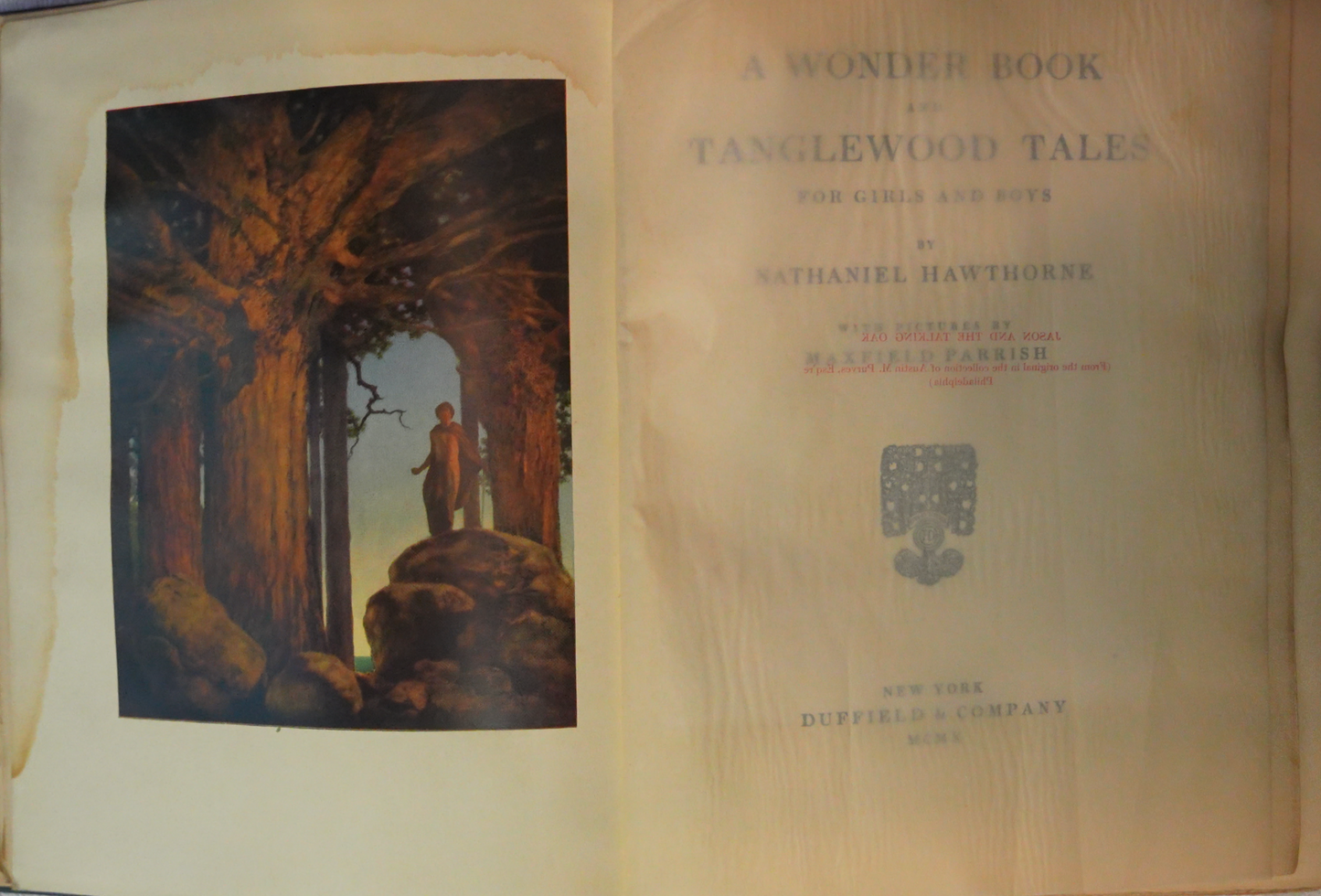 A Wonder Book and Tanglewood Tales by Nathaniel Hawthorne, Illustrated by Maxfield Parrish - 1910 Duffield & Co Edition