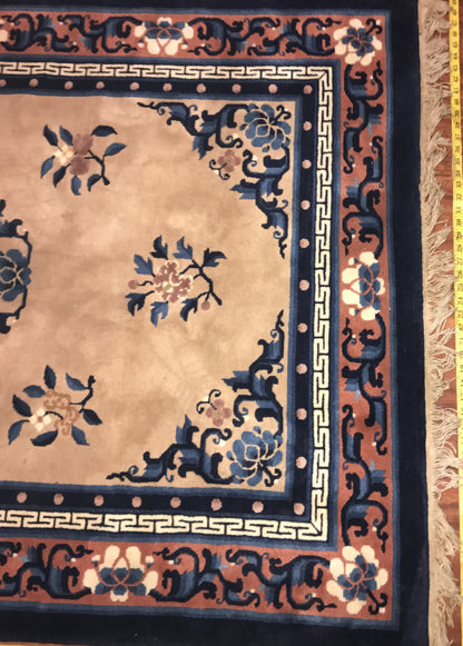 Art Deco Chinese Hand-Made Wool Rug (72 x 90inches)