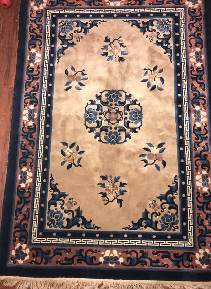 Art Deco Chinese Hand-Made Wool Rug (72 x 90inches)