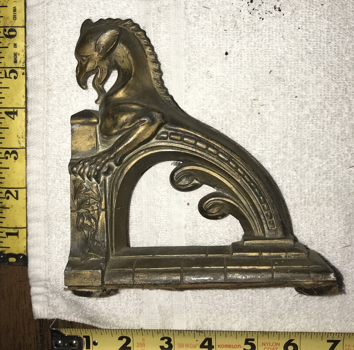 Pair of Vintage Brass Griffin Bookends – Gothic Revival Style