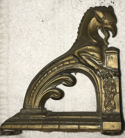 Pair of Vintage Brass Griffin Bookends – Gothic Revival Style