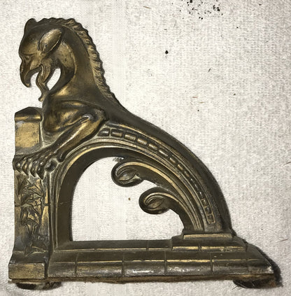 Pair of Vintage Brass Griffin Bookends – Gothic Revival Style