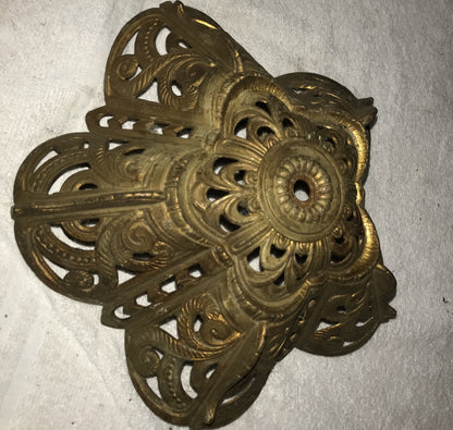 Vintage Ornate Brass Ceiling Medallion / Furniture Accent