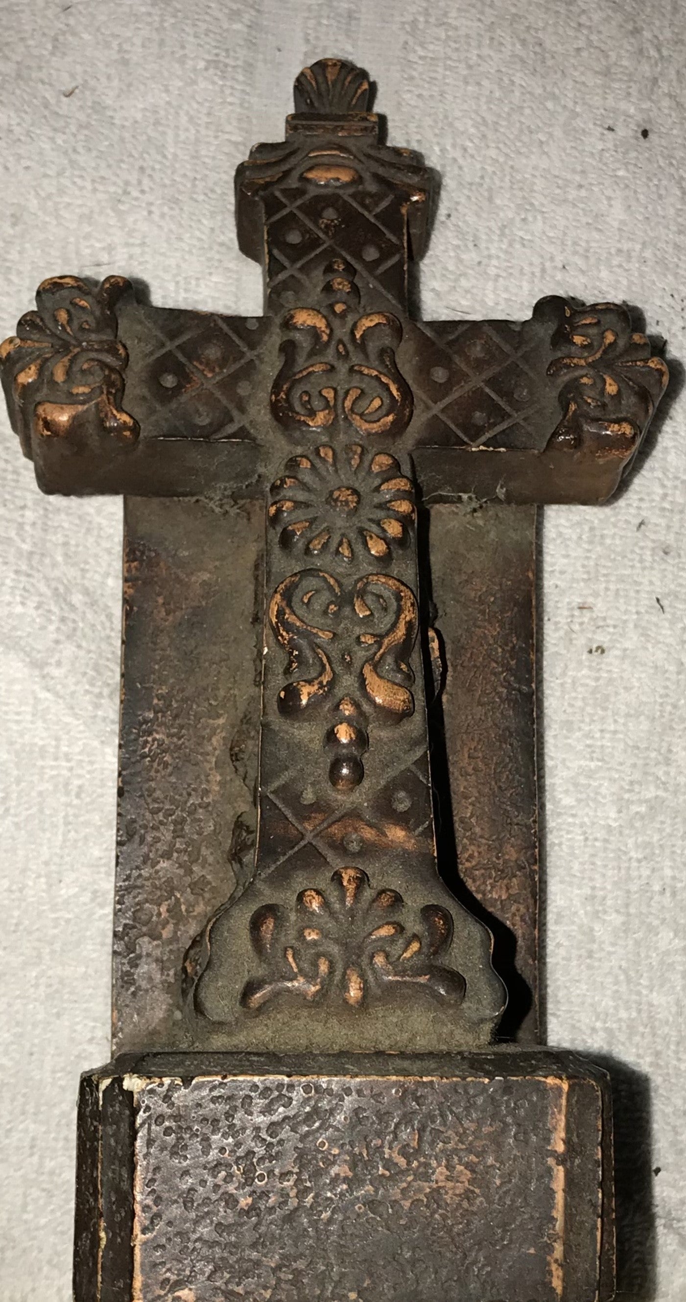 Antique Ornate Cast Iron Cross Wall Décor