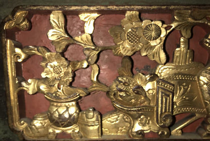 Antique Chinese Gilt Carved Wood Panel